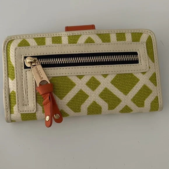 Spartina bag and wallet, green and cream